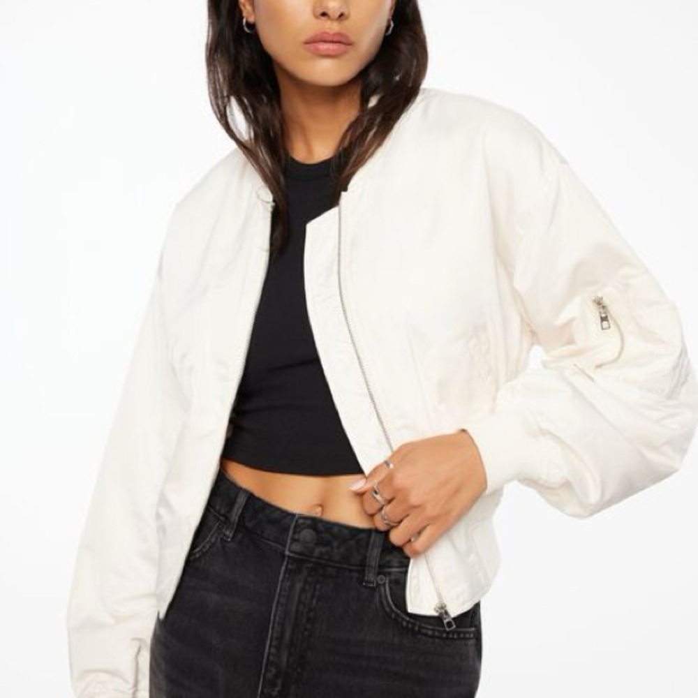 Dynamite satin bomber jacket small, white